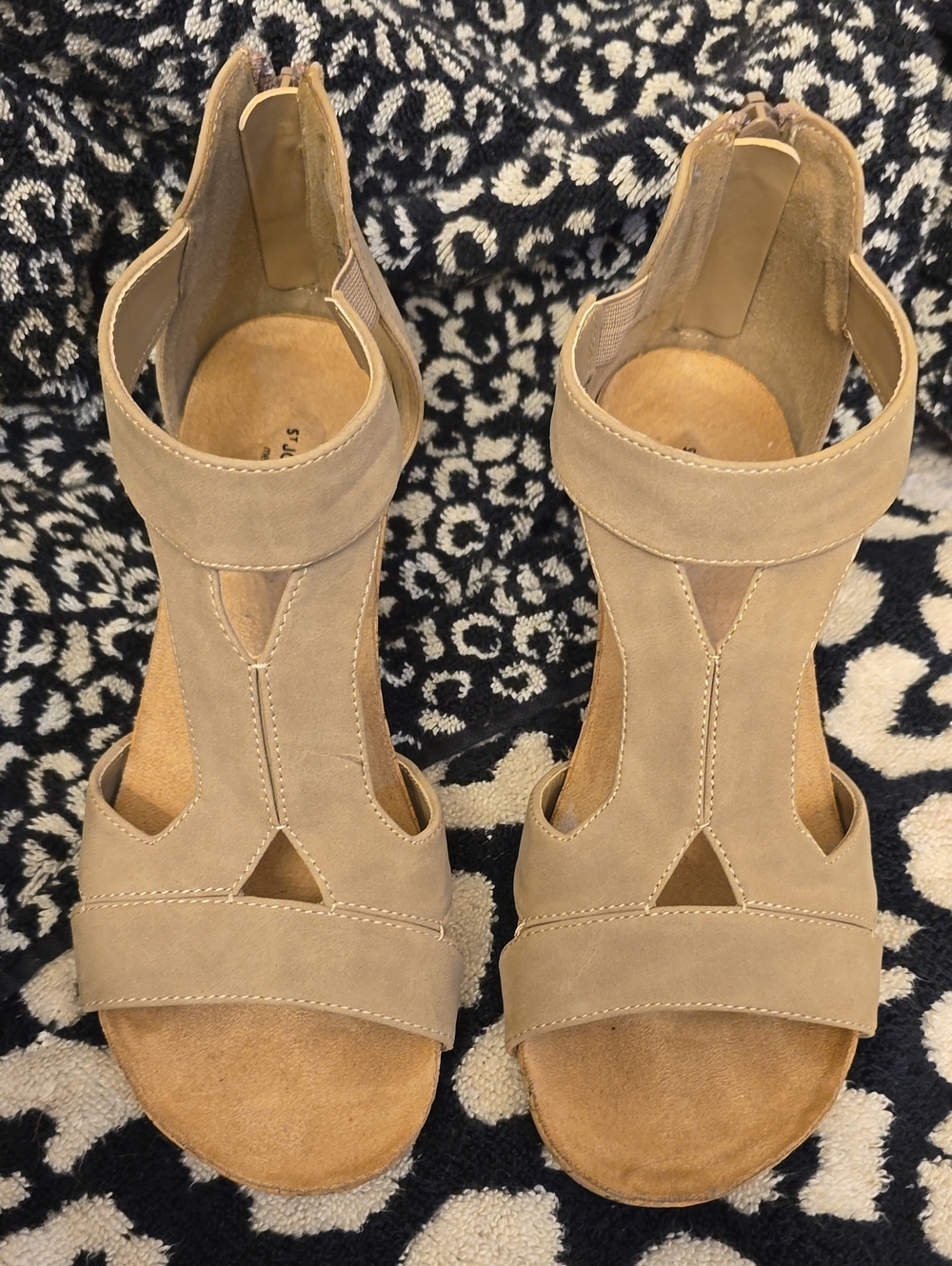 St. John's Bay Tan T-Strap Sandals